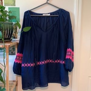 gauzy navy blue blouse by Vineyard Vines